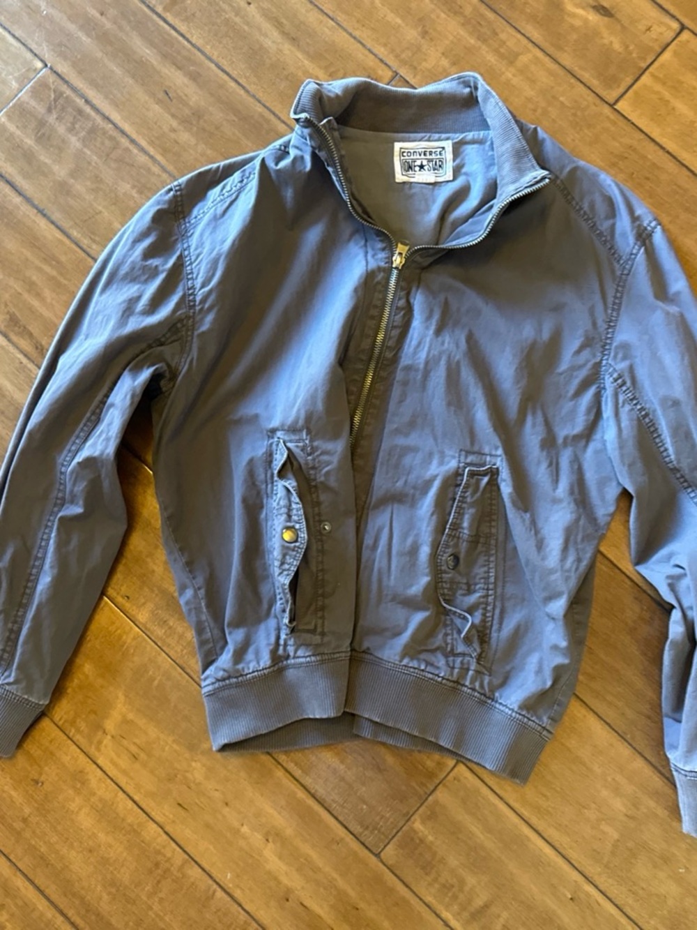 Converse One Star Men's Slate Blue Zip-Up Bomber Jacket large